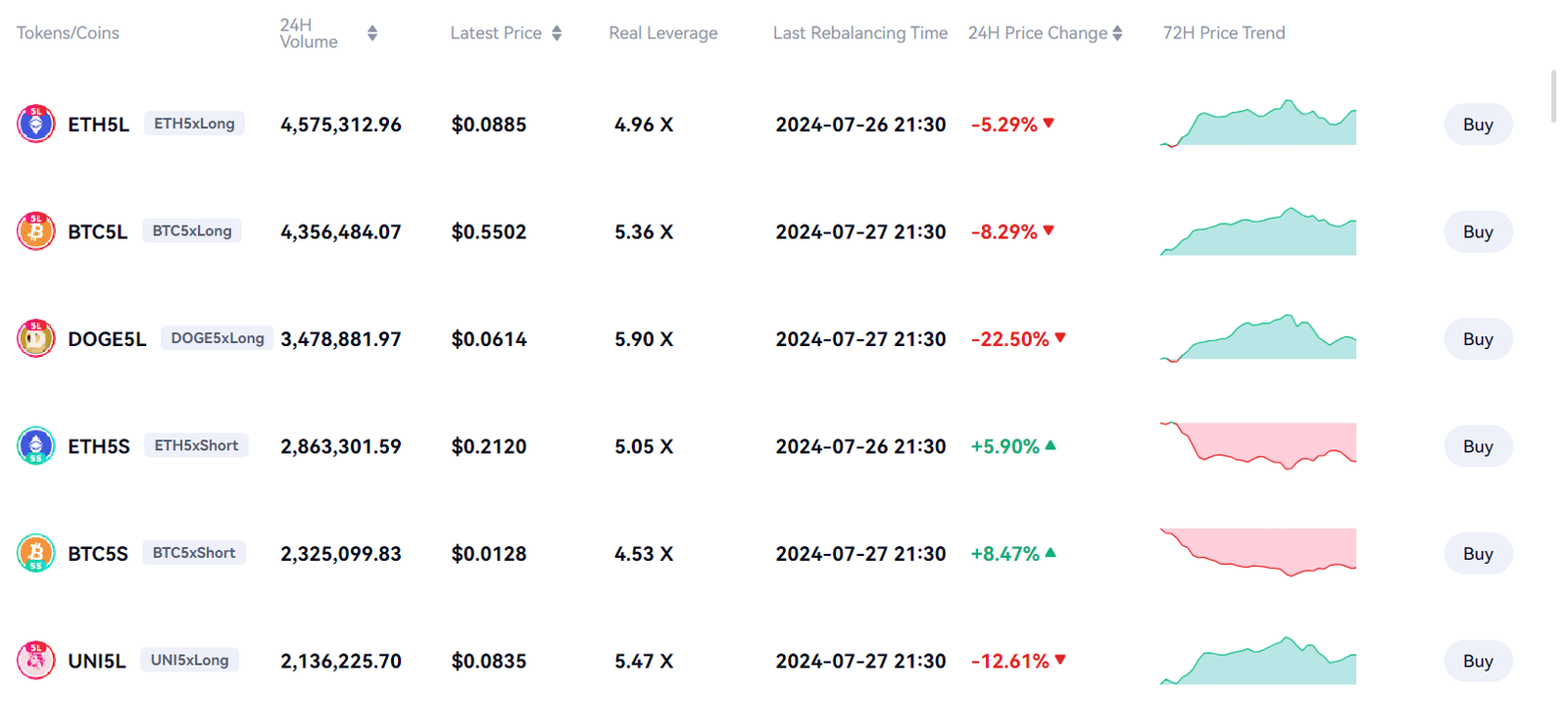 leveraged tokens